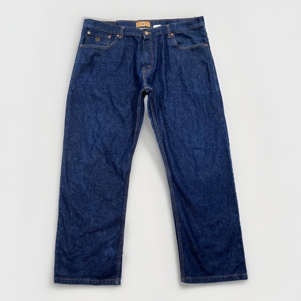 Men's Rocawear Denim Dark Wash Baggy Wide Leg Cotton Jeans Size 42x32